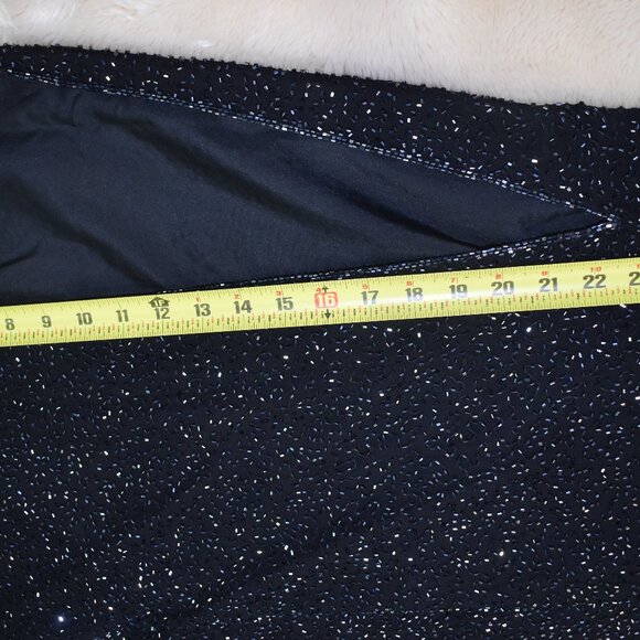 Cache Vintage Black Silk Beaded Maxi Skirt Sz 12 Formal Y2K Sparkly Chic - Picture 4 of 11